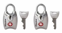 Master Lock Padlock, Keyed TSA-Accepted Luggage Lock, 1 in. Wide, Silver, 4689TSLV (Pack of 2)