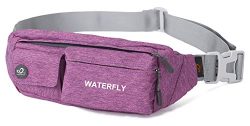 WATERFLY Slim Soft Polyester Water Resistant Waist Bag Pack for Man Women Outdoors Running Climb ...