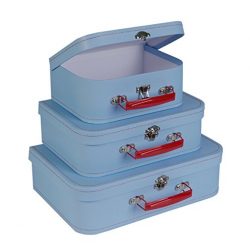 SLPR Paperboard Suitcases (Set of 3, Retro) | Light Blue Boxes for Birthday Parties Wedding Deco ...