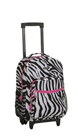 Rockland Luggage 17 Inch Rolling Carry-On Backpack, Pink Zebra, One Size