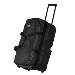 Olympia Luggage 22″ 8 Pocket Rolling Duffel Bag (Black / Gray)