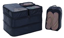 JJ POWER Lightweight Travel Packing Cubes –Multi function, Durable 6 Piece (Navy Blue)