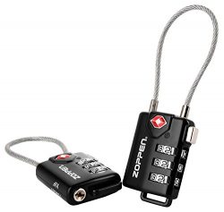 Zoppen TSA Approved Luggage Lock, Heavy Duty Combination Cable Lock for Travel Suitcase and Back ...