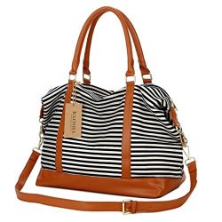 BAOSHA HB-28 Ladies Women Canvas Travel Weekender Overnight Carry-on Shoulder Duffel Tote Bag Wi ...