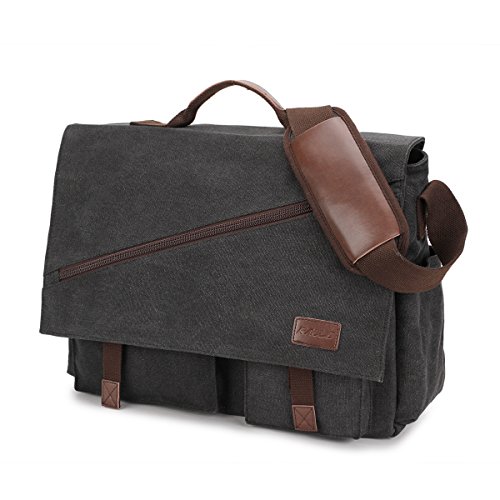 Messenger Bag for Men,Water Resistant Canvas Satchel 15.6 Inch Laptop Briefcases Business Vintag ...
