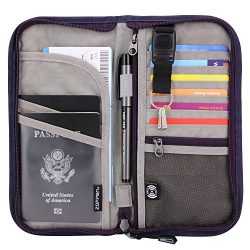 Zoppen RFID Travel Wallet & Documents Organizer Zipper Case, Family Passports Holder with Re ...