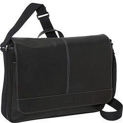 Kenneth Cole Reaction Come Bag Soon – Colombian Leather Laptop and iPad Messenger, Black