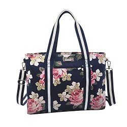 Mosiso Laptop Tote Bag (Up to 17.3 Inch), Canvas Classic Rose Multifunctional Work Travel Shoppi ...