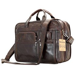 Leather Men Bag,Berchirly Genuine Leather 15.6inch Expandable Laptop Computer Business Briefcase ...