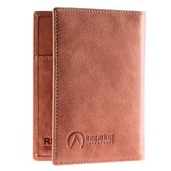 Passport Wallet, Luxury Leather RFID Blocking, Premium Passport Holder, Gift Box (Vintage Brown)