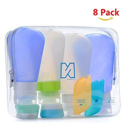 Portable 3-layer Leakproof Silicon Soft Travel Bottle Sets(8PCS) With Cosmetic Containers(10mL)  ...