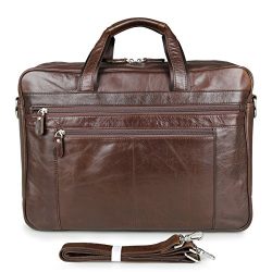 Polare Real Soft Nappa Leather 17 Laptop Case Professional Briefcase Business Bag For Men (coffee)