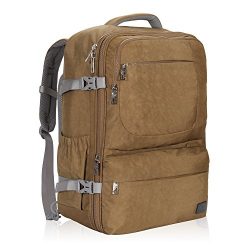 Hynes Eagle 44L Carry on Backpack Flight Approved Compression Travel Pack Cabin Bag, Khaki