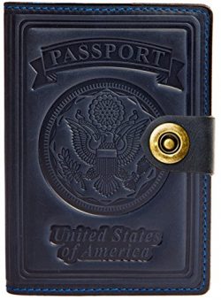 Villini – Leather US Passport ID Card Holder – Travel Wallet Case For Men Women (Nav ...