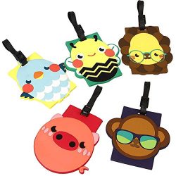 Bundle Monster 5 pc Silicone Mixed Design Travel Luggage Bag ID Tags – Set 4: Cute & C ...