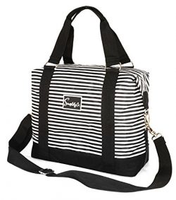 Travel Weekender Overnight Carry-on Under the Seat Shoulder Tote Bag (Small, White & Black S ...