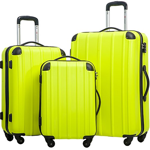Merax Travelhouse 3 Piece Spinner Luggage Set with TSA Lock (Yellowish ...