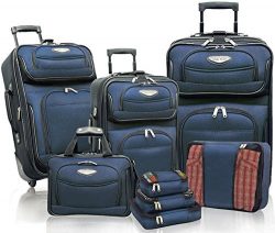 Traveler’s Choice Travel Select Amsterdam 8 Piece Luggage Set (Navy/Black)