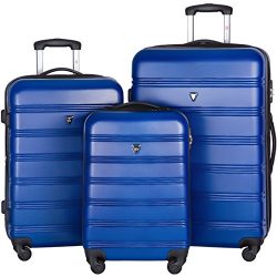 Merax Travelhouse Luggage 3 Piece Expandable Spinner Set Blue