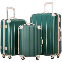 Merax Travelhouse 3 Piece Spinner Luggage Set with TSA Lock (DarkCyan & Ivory)