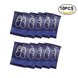 Pack of 10 Non-woven Dust-proof Dual Drawstring Shoe Bags Organizer with Clear View Window for M ...