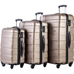 Merax Afuture 3 Piece Set Lightweight Luggage Spinner Suitcase (Gold)