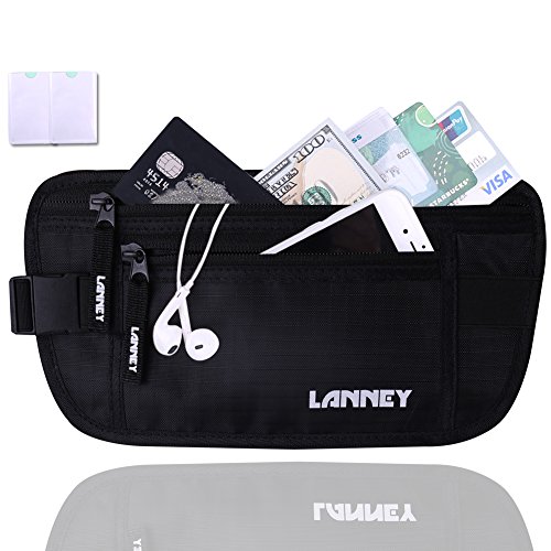 Travel Money Belt Blocking Wallet For Credit Card & Passport Holder With 2pcs RFID Sleeves ( ...