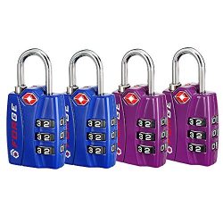 Forge TSA Locks 4 Pack Blue and Purple – Open Alert Indicator, Easy Read Dials, Alloy Body