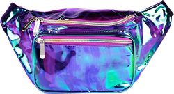 SoJourner Fanny Pack – Galaxy, Rave, Festival, Holographic (Transparent – Purple)