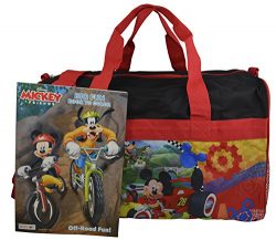 Disney Mickey Mouse 18″ Duffle Bag Carry-on Bag w/ Bonus Coloring Book (Red-Black)