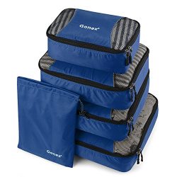 Gonex Packing Cubes Travel Luggage Organizer with Shoe Bag (Deep Blue)
