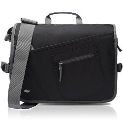 Qipi Messenger Bag – Shoulder Bag for Men & Women, 15″ Laptop Pocket (Black)