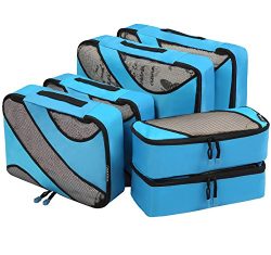 6 Set Packing Cubes,3 Various Sizes Travel Luggage Packing Organizers Blue