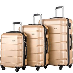 FLIEKS Luggages 3 Piece Luggage Set Spinner Suitcase (Champagne)