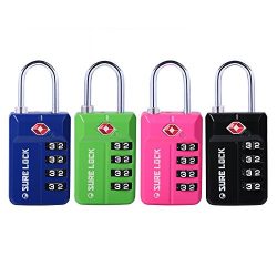 TSA Compatible Travel Luggage Locks, Inspection Indicator, Easy Read Dials- 1, 2 & 4 Pack