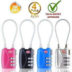 HT Luggage Locks Combination Password Locks Padlocks TSA Approved 3-Digit 4-Pack (Four Color)