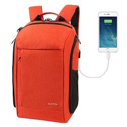 SLOTRA Laptop Backpack with USB Charging Port Hand Luggage with Padded Laptop Compartment 15.6 I ...