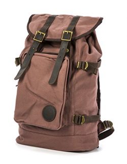 ThinkFast Rugged Men’s Canvas Hiking Travel Backpack – For Hiking, School, or Work – 20 Inches T ...