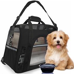Premium Pet Travel Carrier, Airline Approved, Soft Sided with Fleece Bed Mats, Perfect for Small ...