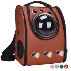 Pet Carrier Backpack Space Capsule Bag Airline Travel Approved for Cats and Dogs by Masvis(Brown)