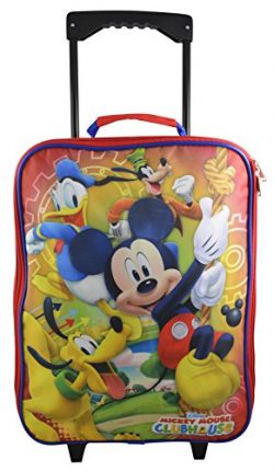 Disney Mickey Mouse Rolling Pilot Case Case Luggage w/ Bonus Coloring Book (Red)