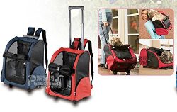 Red Color Pet Carrier Dog Cat Rolling Backpack Travel Airline Approved Wheel Luggage Bag