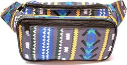 SoJourner Bags Fanny Pack – Aztec, Tribal Style (Gray / Blue)