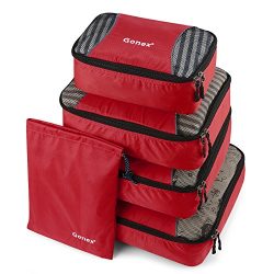 Gonex Packing Cubes Travel Luggage Packing Organizer,Shoe Bag included(Red)