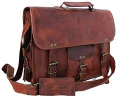 TUZECH Genuine Leather Bag Laptop Vintage Messenger Bag Handmade Unisex Fits Laptop Upto 15 Inches