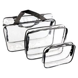 ESHOW 3 Set Clear Packing Cubes, PVC Waterproof Multi-function Hand Pouch Tote Bag Makeup Bag wi ...