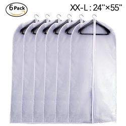 Garment Bag Clear Plastic Breathable Moth Proof Garment Bags Cover for Long Winter Coats Wedding ...