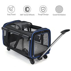 Pet Wheels Carrier, Youthink Soft-Sided Rolling Carrier for Pets up to 30 lbs, with Removable Wh ...