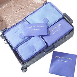 Angogo 6PCS Travel Storage Bags Waterproof Clothes Packing Cubes Travel Luggage Organizer Bag (p ...