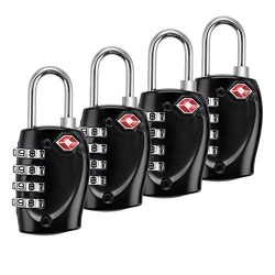 TSA Lock-Bardwil All Metal Easy Read 4 Digit Combination Lock 4 Pack, Best TSA Approved Lock For ...